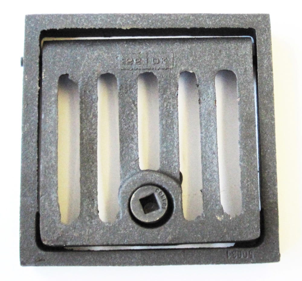 Image of 152mm X 152mm X 25mm Gully Grating Square Grid Hinged And Locking Frame Black Coated