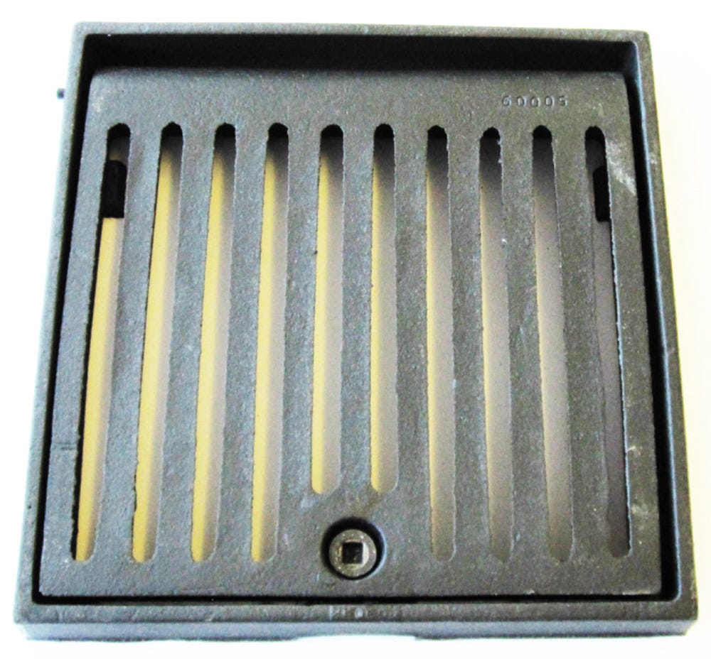 Image of 305mm X 305mm X 38mm Gully Grating Square Grid Hinged And Locking Frame Black Coated