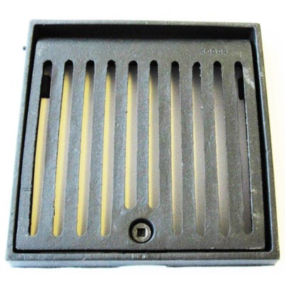 305mm x 305mm x 38mm Gully Grating Square Grid Hinged and Locking Frame Black Coated