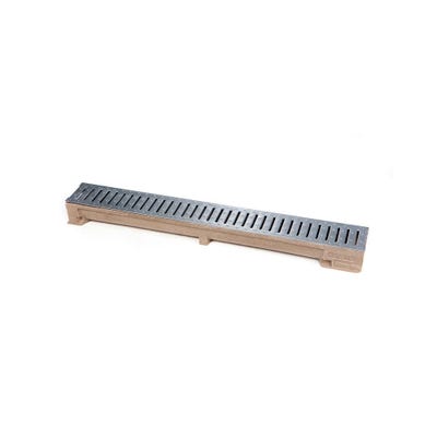 1000mm Clark-Drain A15 Polymer Concrete Domestic Channel & Slotted Galvanised Steel Grate