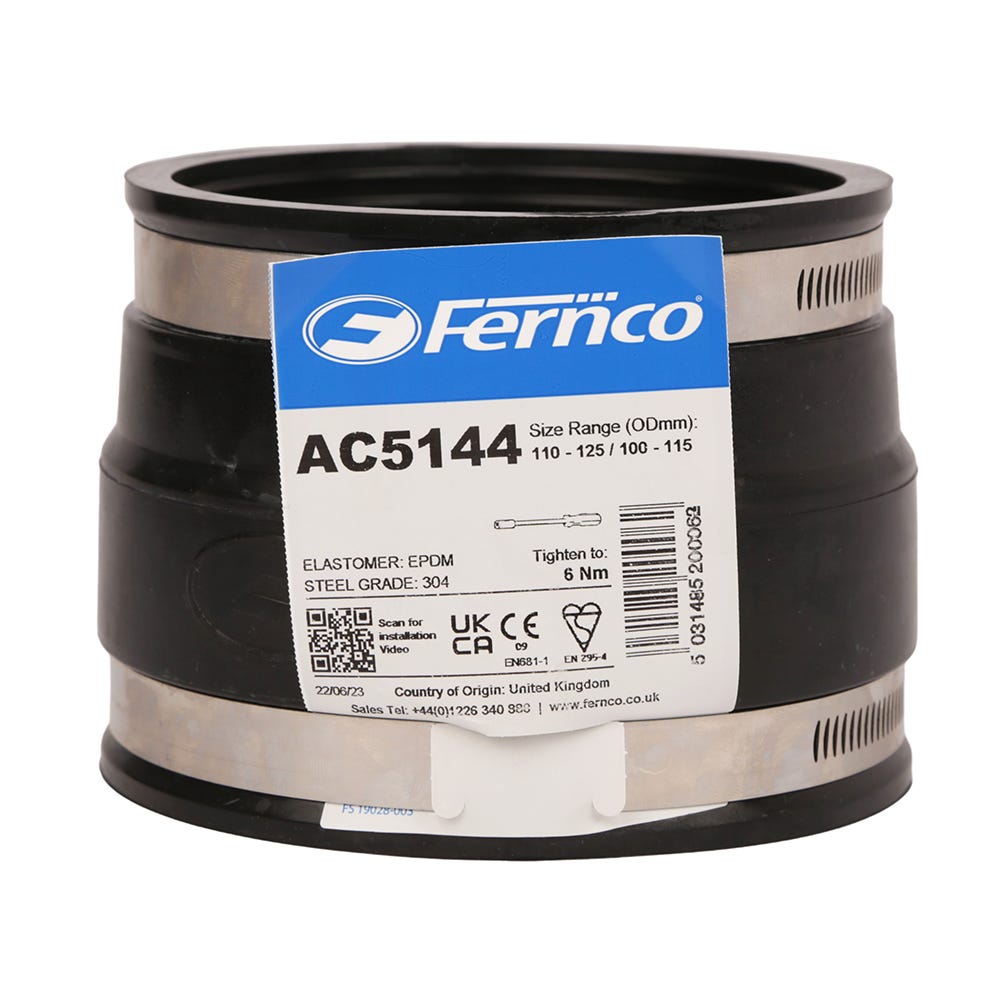 Fernco 110mm - 125mm / 100mm - 115mm Flexible Adaptor Coupling