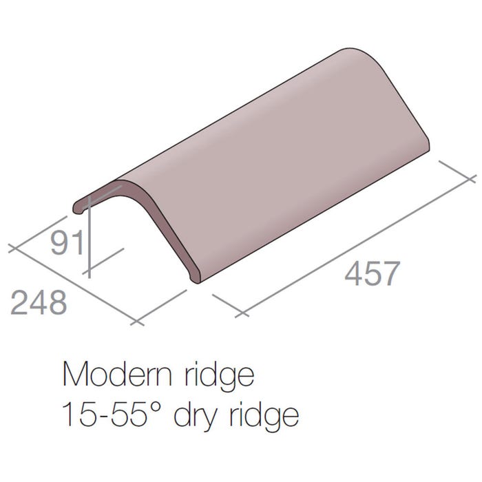 Marley Modern Angled Ridge Tile Concrete Old English Dark Red 457mm x 248mm