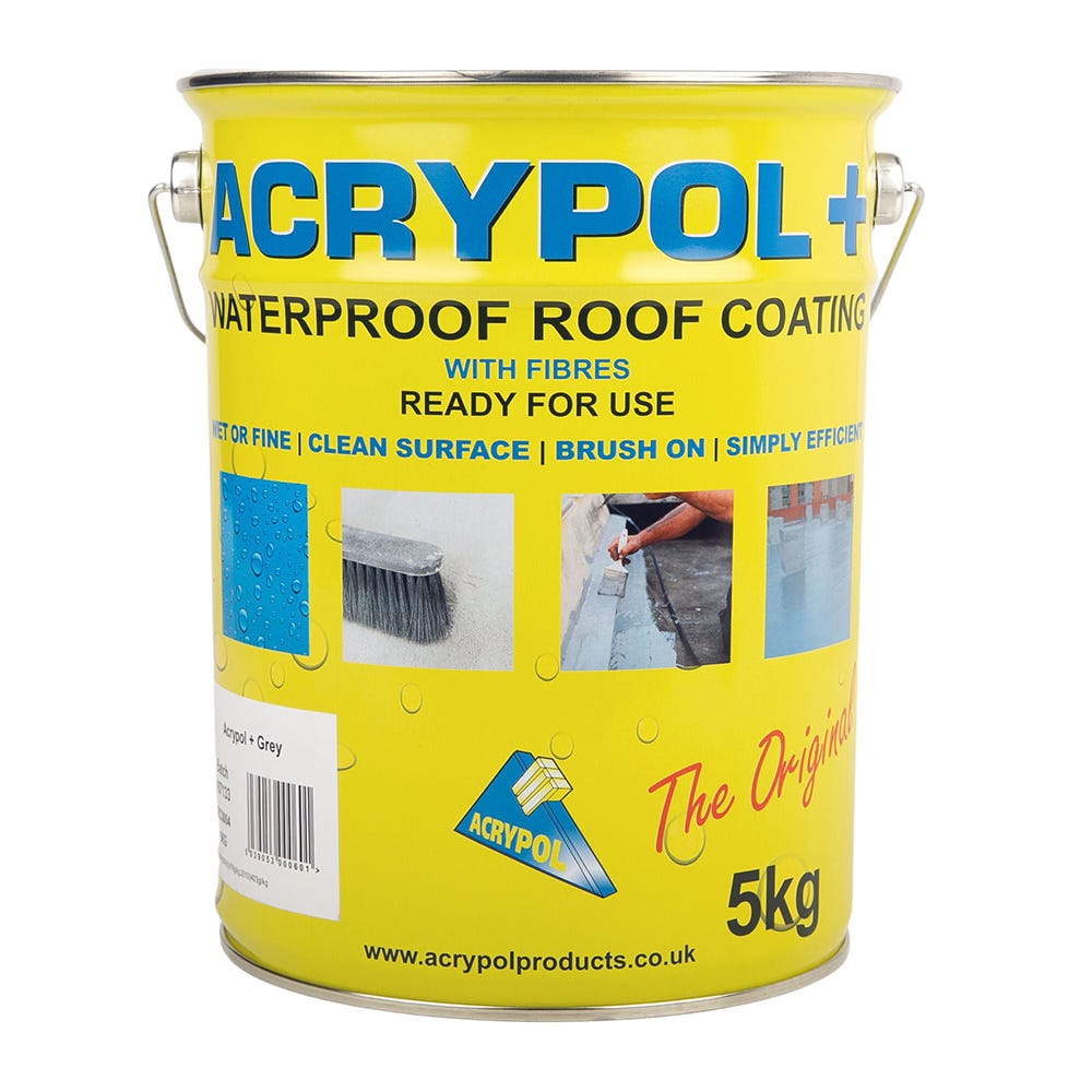 Acrypol Plus with Fibres Waterproof Roof Coating Grey 5kg