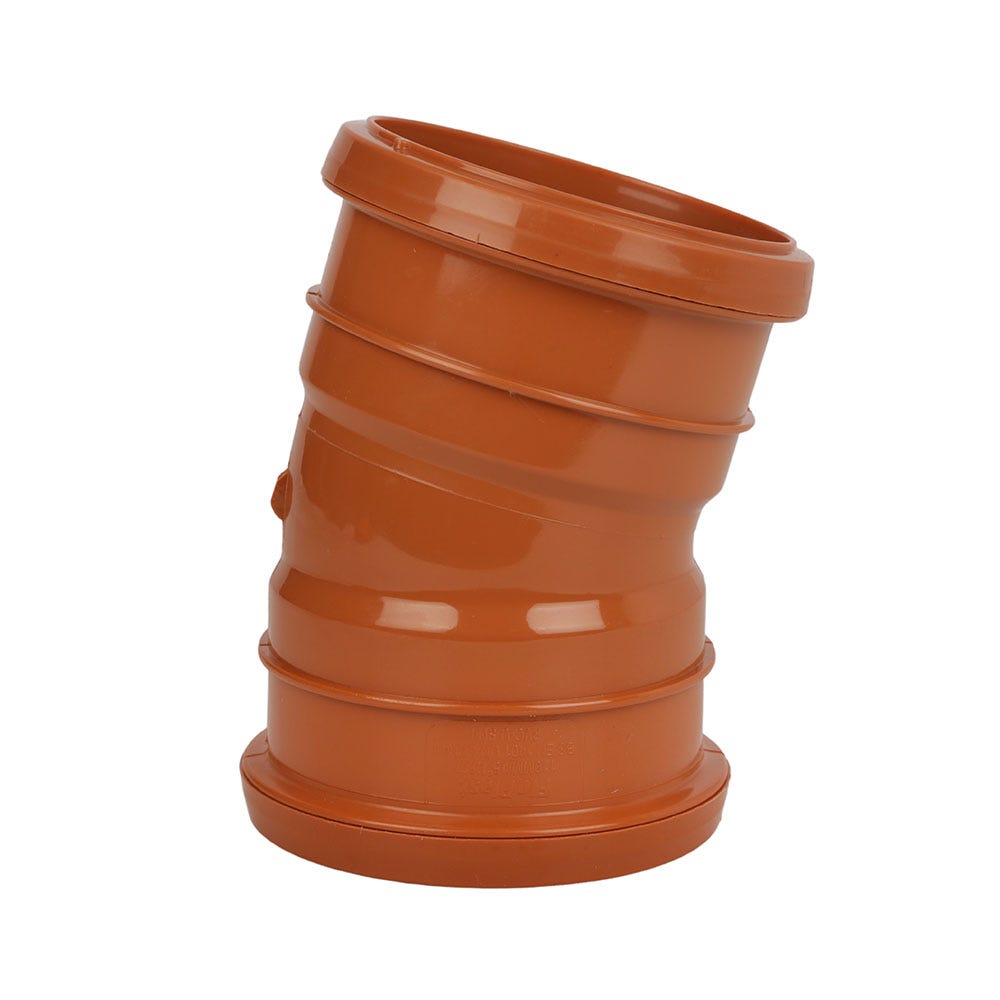 110mm FloPlast Underground 15° Bend Double Socket