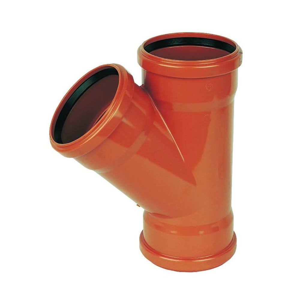 110mm FloPlast Underground 45° Equal Junction Triple Socket