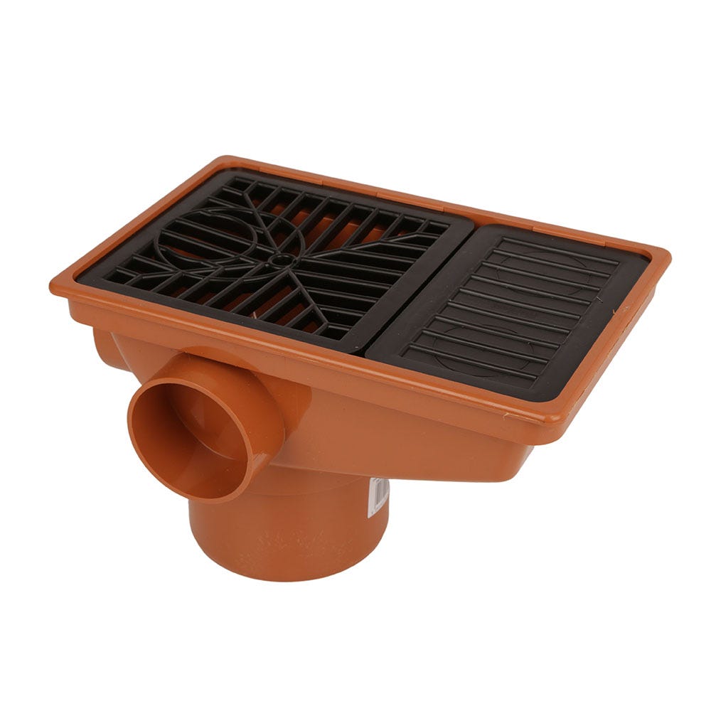 110mm FloPlast Underground Rectangular Hopper & Grid