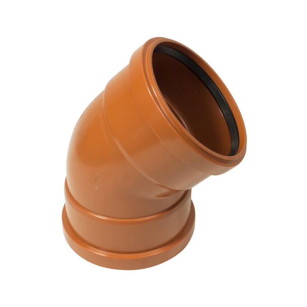 160mm FloPlast Underground 45° Bend Double Socket