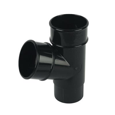 68mm FloPlast Round Downpipe 112.5° Branch Black