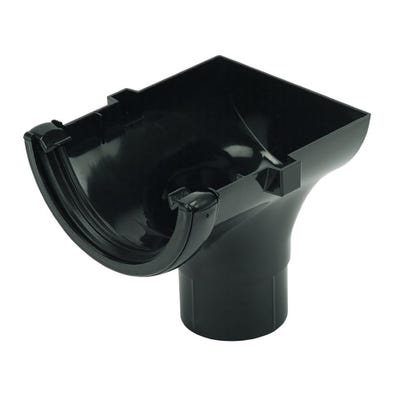 112mm FloPlast Half Round Gutter Stop End Outlet Black