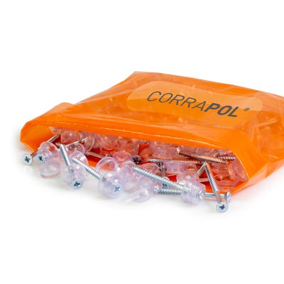 Corrapol Clear 60mm Screw Cap Fixings Pack of 50