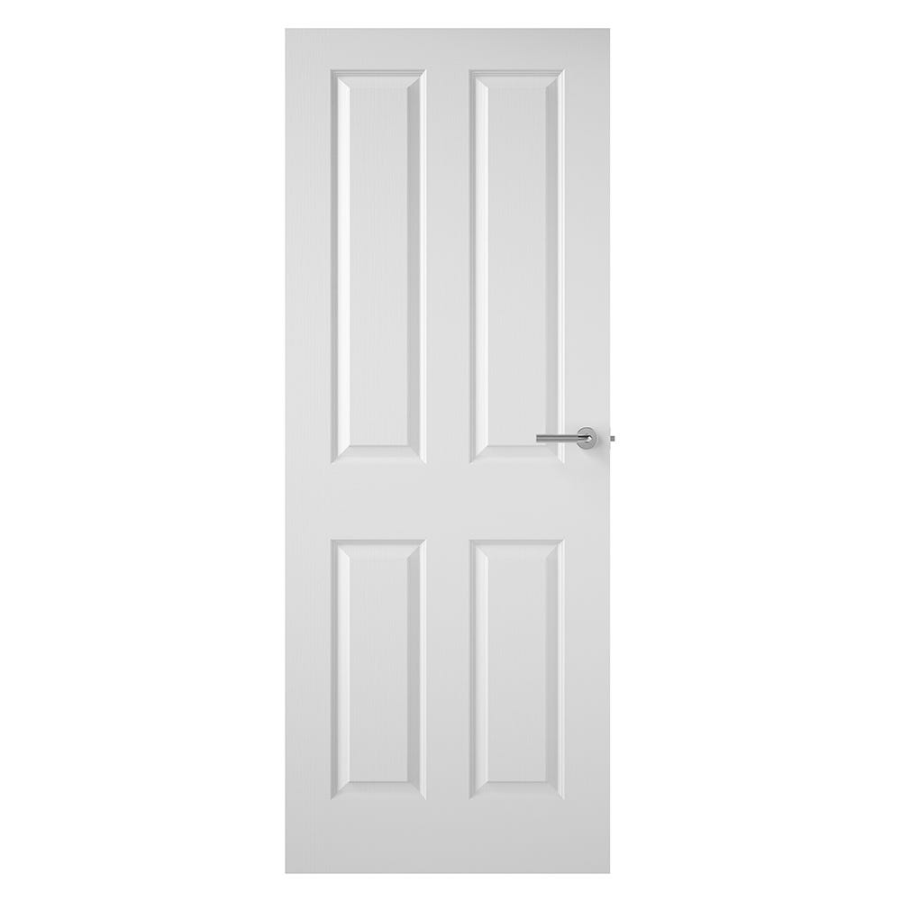 Premdor Internal White Primed Moulded Woodgrain 4 Panel FD30 Fire Door