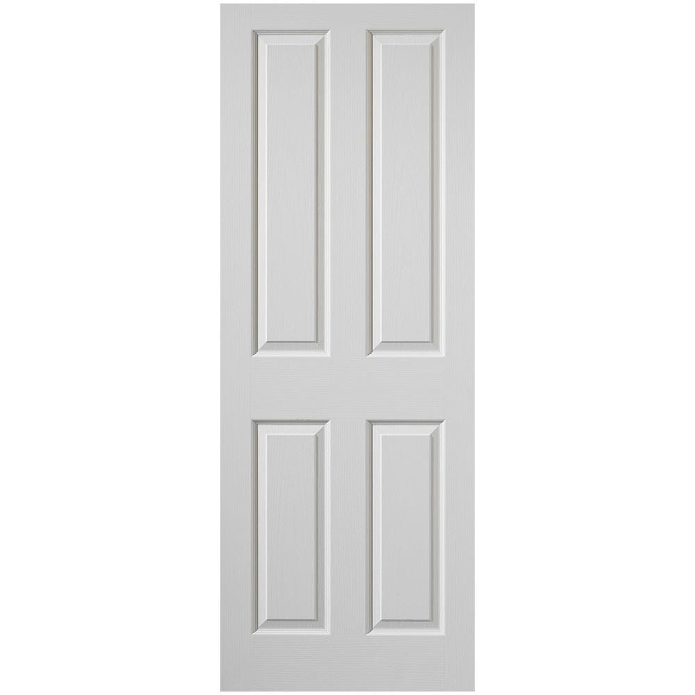 Premdor Internal White Primed Moulded Woodgrain 4 Panel Door