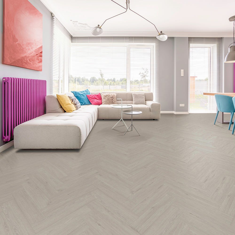 Herringbone 6mm Spanish Grey Oak Click Luxury Vinyl Flooring