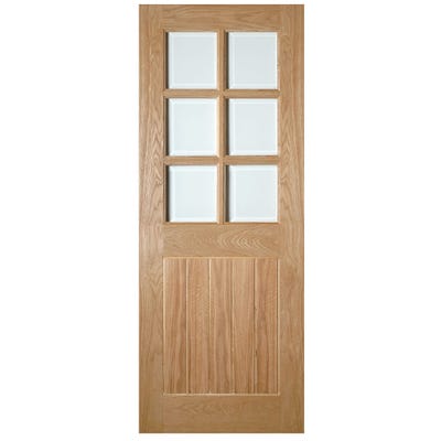 Deanta Internal Oak Ely 6L Prefinished Clear Glazed Door