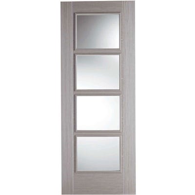 LPD Internal Light Grey Vancouver Prefinished 4L Clear Glazed Door