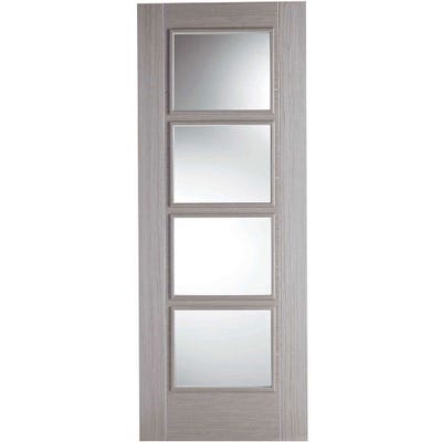 LPD Internal Light Grey Vancouver Prefinished 4L Clear Glazed Door 1981 x 762 x 35mm