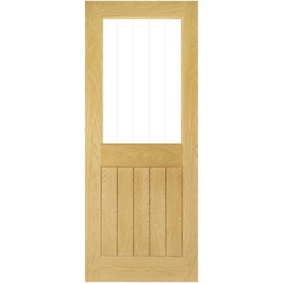 Deanta Internal Oak Ely 1L Prefinished Half Etched Glazed Door