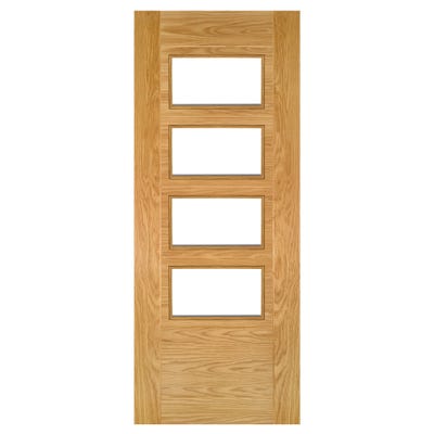 Deanta Internal Oak Seville 4L Prefinished Clear Glazed Door