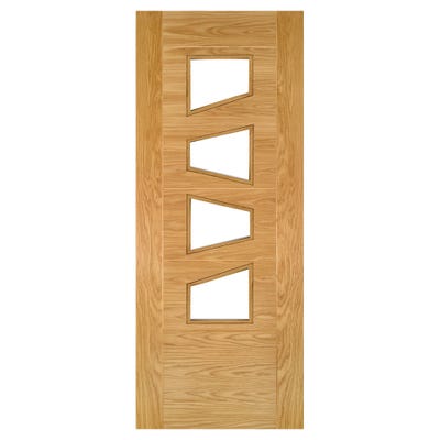 Deanta Internal Oak Seville 4LS Prefinished Clear Glazed Door