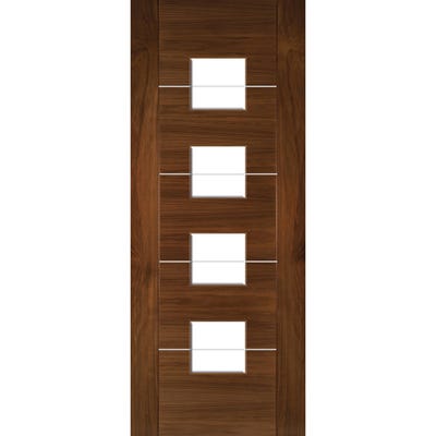 Deanta Walnut Valencia 4L Clear Glazed Door 1981 x 610 x 35mm