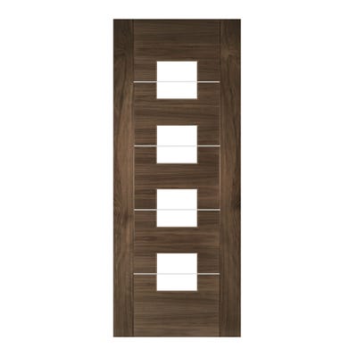 Deanta Walnut Valencia 4L Clear Glazed Door 1981 x 762 x 35mm