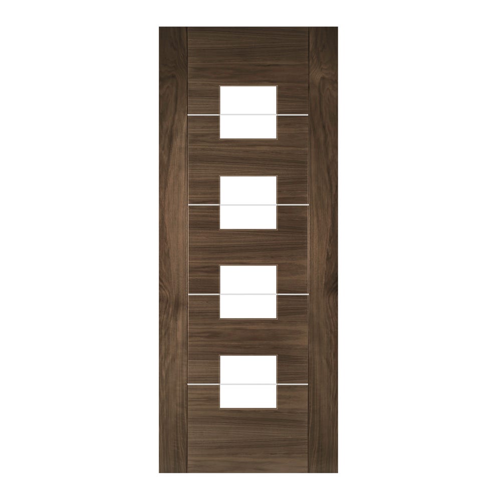 Deanta Internal Walnut Valencia 4L Clear Glazed Door