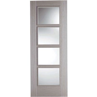 LPD Internal Light Grey Vancouver Prefinished 4L Clear Glazed Door 2040 x 726 x 40mm