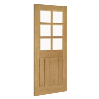 Deanta Internal Oak Ely 6L Prefinished Clear Glazed Door 2040 x 626 x 40mm