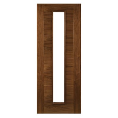 Deanta Internal Walnut Seville Prefinished 1L Clear Glazed Door 1981 x 686 x 35mm