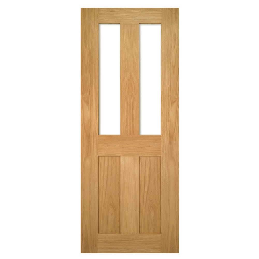Deanta Internal Oak Eton Shaker 2L Clear Glazed Door