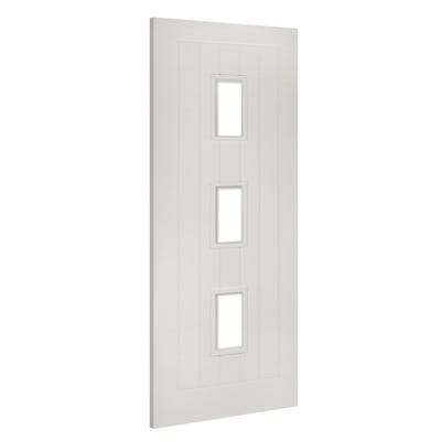 Deanta White Primed Ely 3L Clear Glazed FD30 Fire Door 1981 x 838 x 44mm
