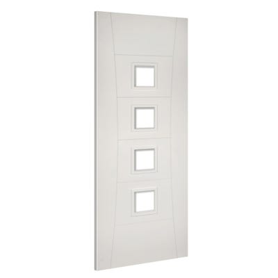 Deanta White Primed Pamplona 4L Clear Glazed Fire Door 1981 x 610 x 44mm