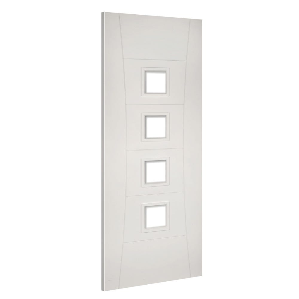 Deanta White Primed Pamplona 4L Clear Glazed Fire Door 1981 x 686 x 44mm
