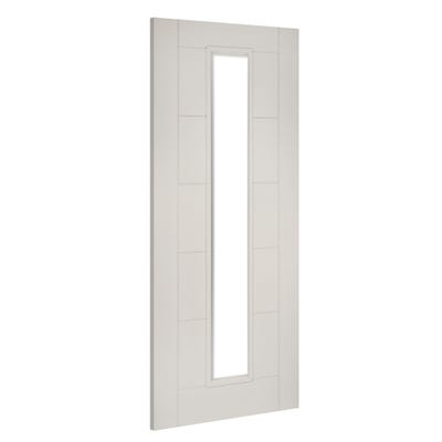 Deanta White Primed Seville 1L Clear Glazed Fire Door 1981 x 610 x 44mm