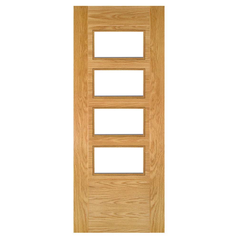 Deanta Internal Oak Seville 4L Clear Glazed Door