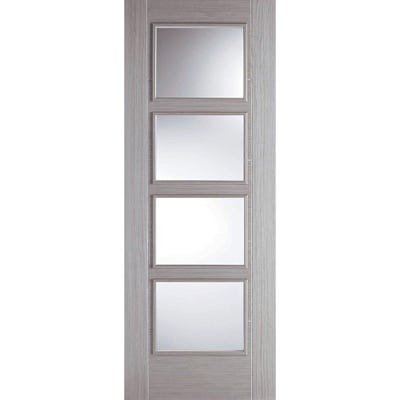 LPD Internal Light Grey Vancouver Prefinished 4L Clear Glazed FD30 Fire Door