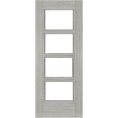 Deanta Internal Light Grey Ash Montreal 4L Prefinished Clear Glazed Door 1981 x 686 x 35mm