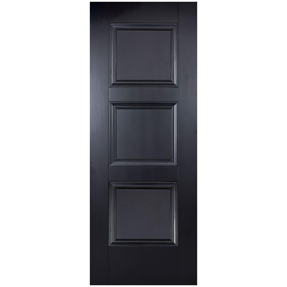 LPD Black Amsterdam 3 Panel FD30 Fire Door 1981 x 838 x 44mm