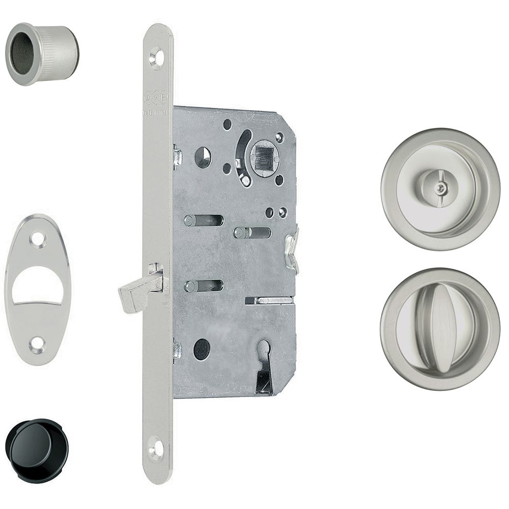 Deanta Pocket Door Satin Chrome Bathroom Lock