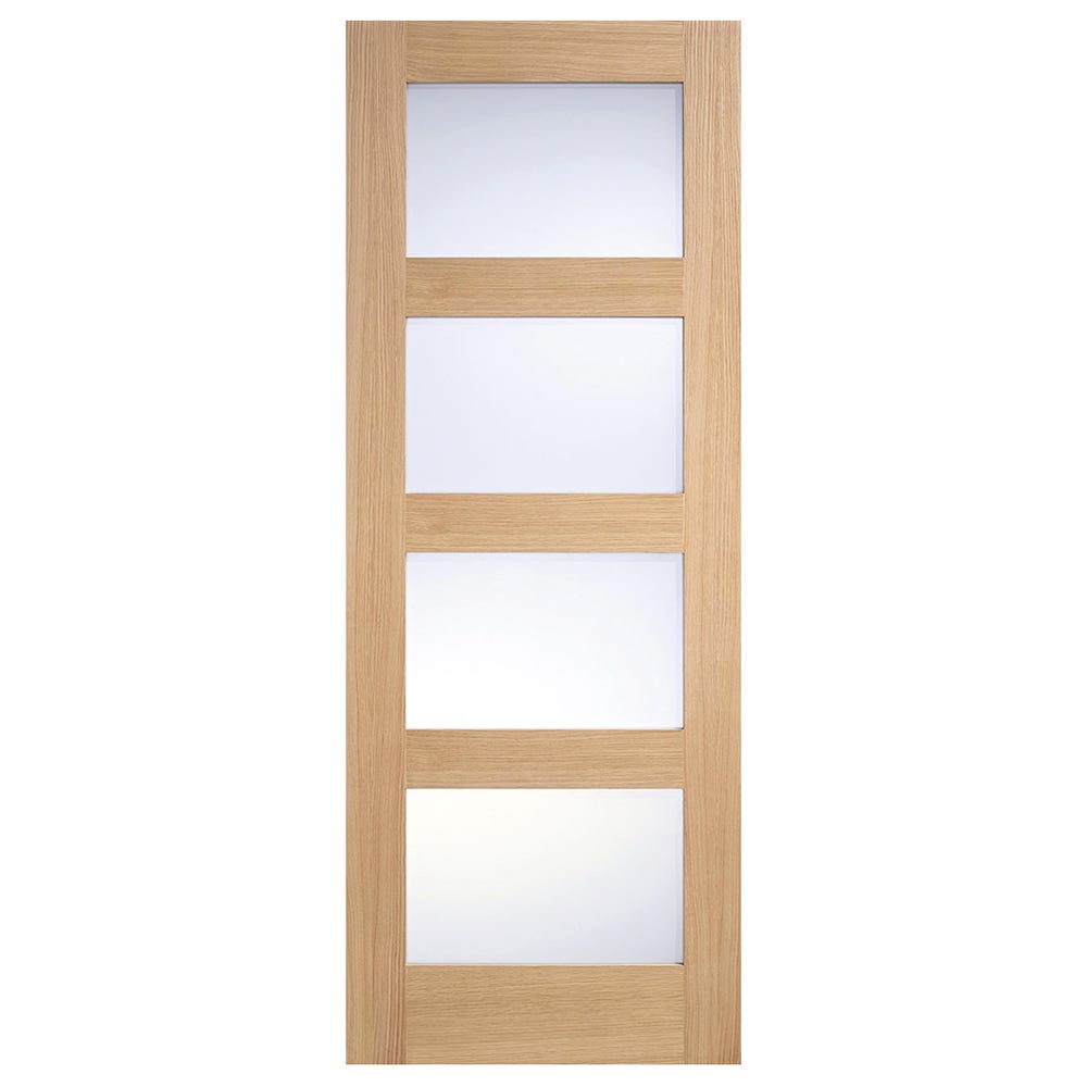 LPD Internal Oak Shaker 4L Pre-Finished Frosted Glazed Door
