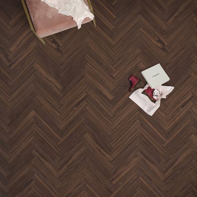 Berry Alloc Chateau Herringbone 8mm Walnut Brown Laminate Flooring - Pack A