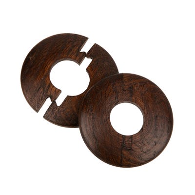 Solid Oak Radiator Pipe Cover 15mm Dark Walnut Stained Pack of 2