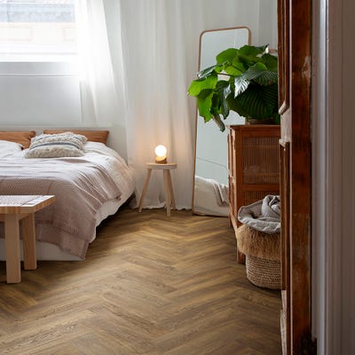 Elka Herringbone VFHBU40374 Texas Oak Dark Brown Rigid Core Luxury Vinyl Flooring