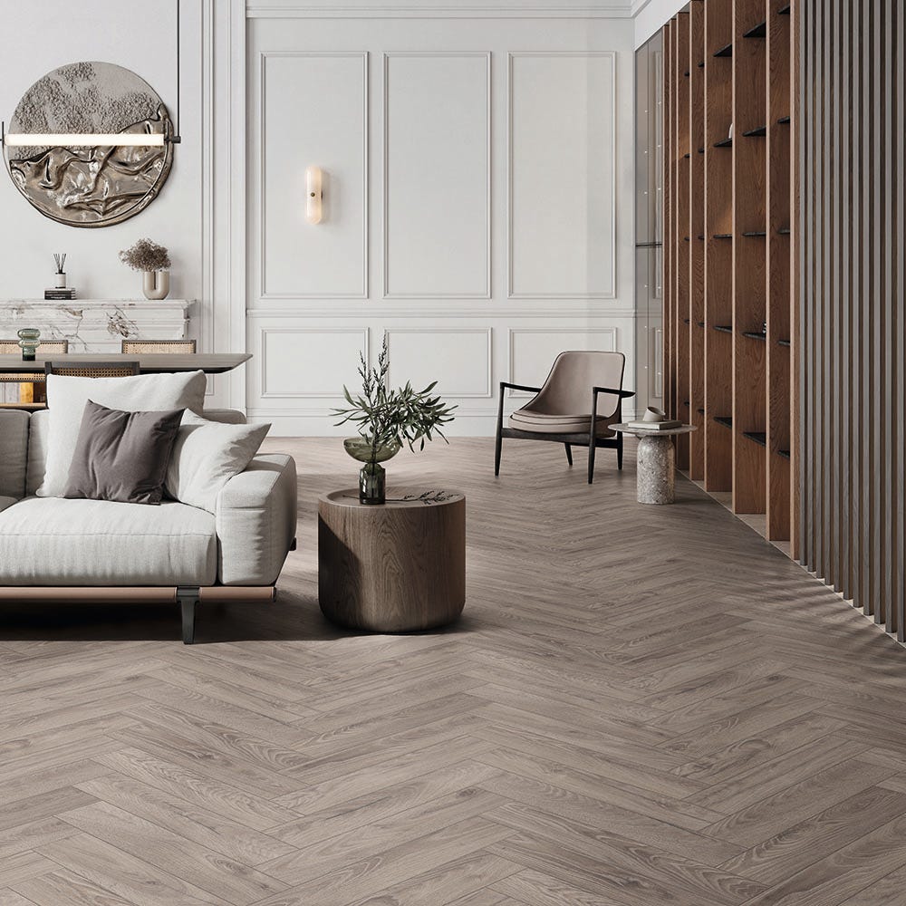 Krono Herringbone K488 Rutherford Grey Oak 8mm Laminate Flooring