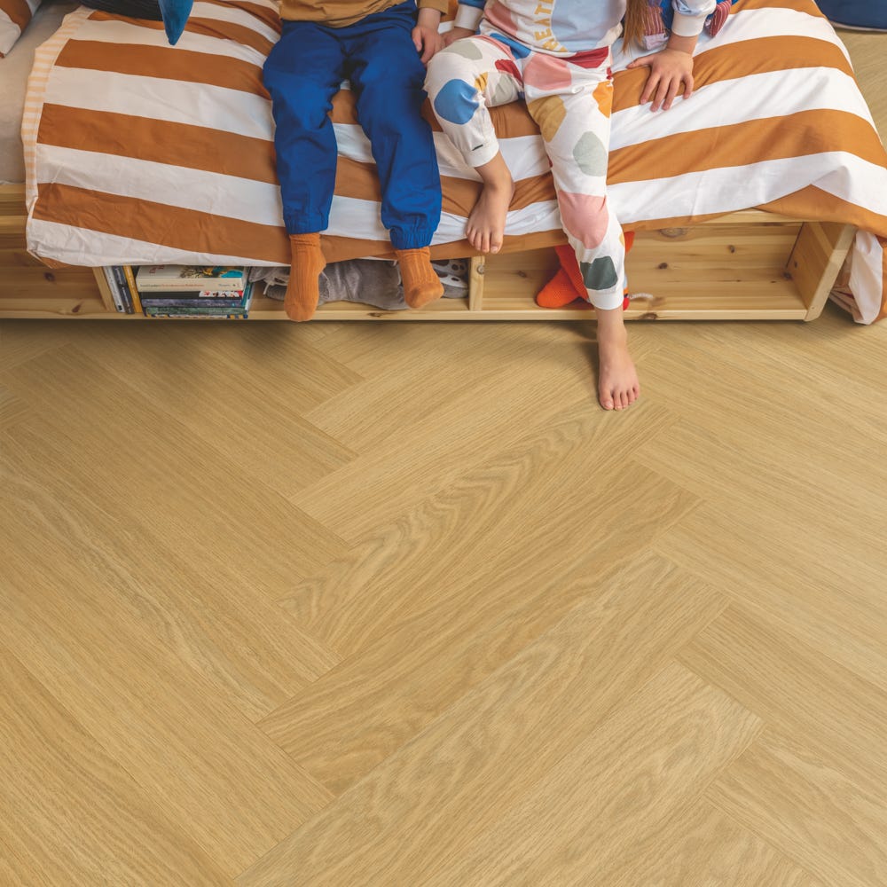 Quick Step Alpha Ciro Herringbone AVHBU40360 Pure Oak Honey Vinyl Flooring