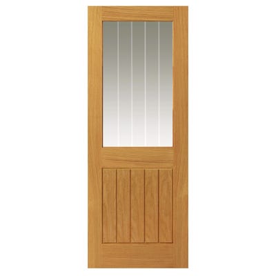 JB Kind Thames Oak HL Prefinished Clear Glazed Door