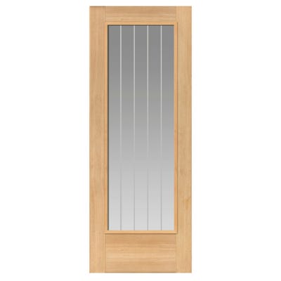 JB Kind Thames Oak 1L Unfinished Clear Glazed Internal Fire Door