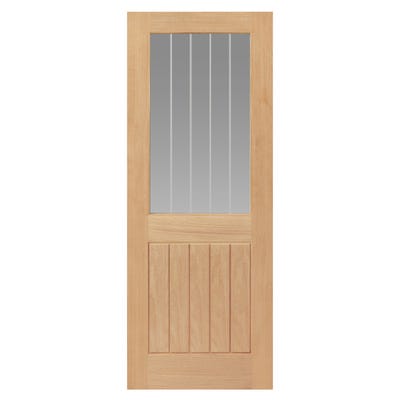 JB Kind Thames Oak HL Unfinished Clear Glazed Door