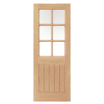 JB Kind Thames Oak 6L Unfinished Clear Glazed Door
