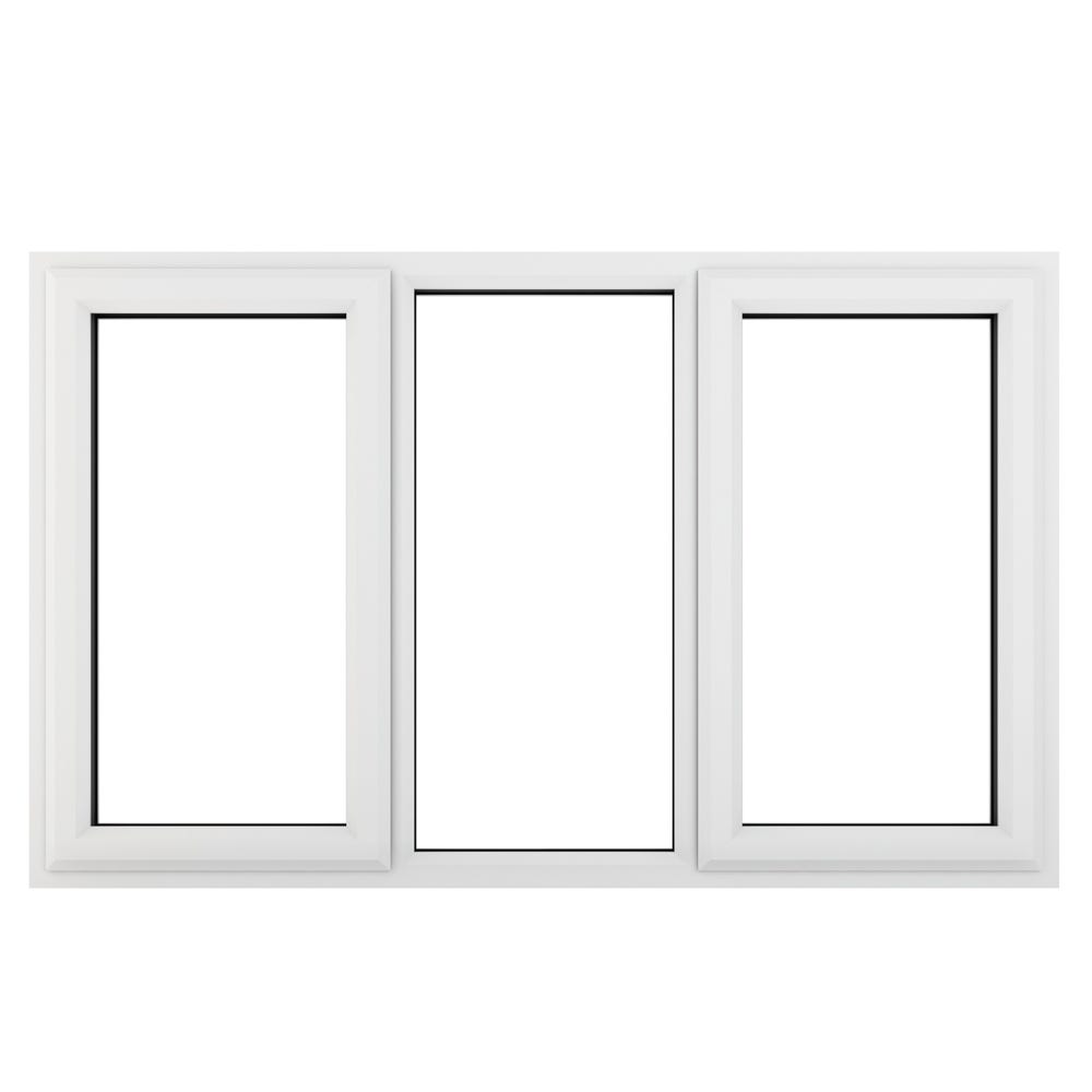 uPVC Window White Clear L&RH Side Hung Fixed Centre